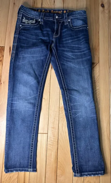 Rock Revival Jeans Womens 29 Pilkin Medium Wash Denim Mid Rise  Crop