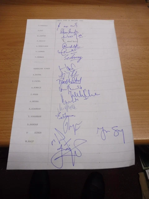 India Tour of England 2002 - Signed by 19 including Sachin Tendulkar