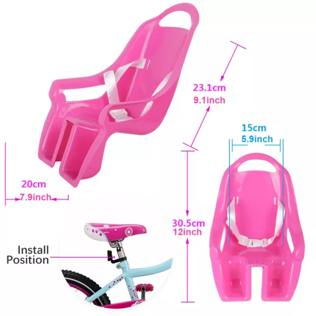 Kids Bicycle Toy Doll Seat Carrier, Princess Doll Bike Seat with DIY Stickers 2