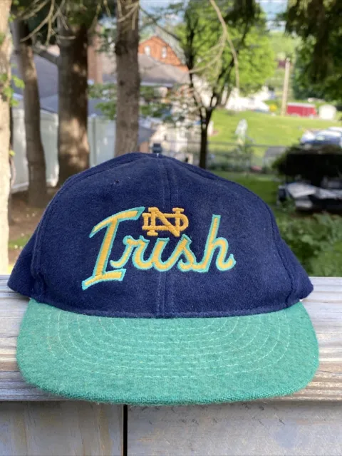 Vintage 90s Notre Dame Fighting Irish Sports Script Snapback Hat Cap