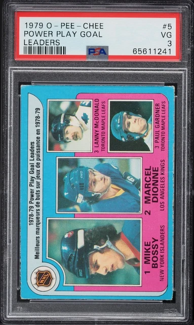 1979 O-Pee-Chee Hockey #5 Mike Bossy Marcel Dionne McDonald Gardiner LDRS PSA 3
