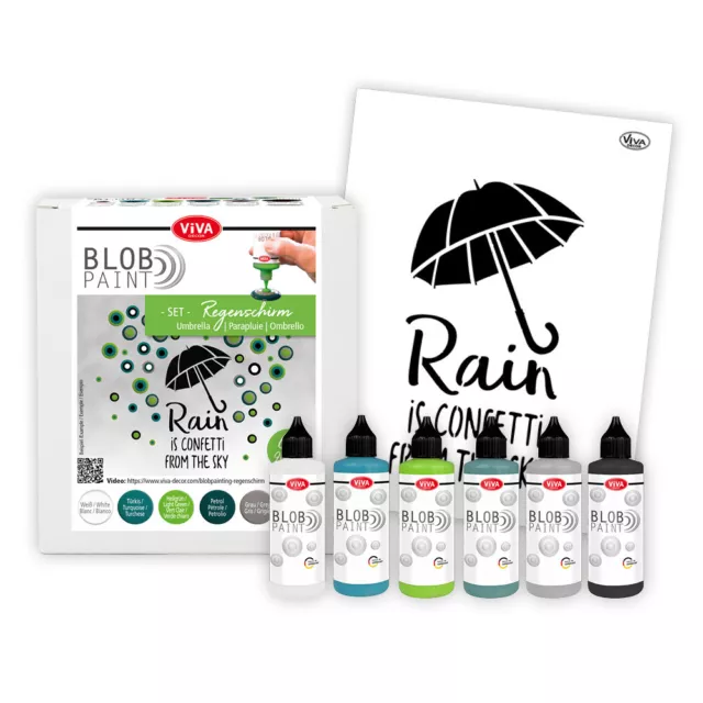 Blob Paint Paraguas Set 6 X Color 90ml & Plantilla Acrílico Pintura Acrílica