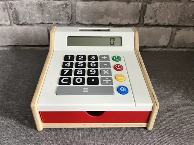IKEA DUKTIG Wooden Toy Shop Till Play Cash Register Solar Powered Calculator VGC