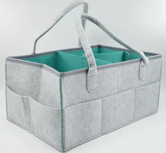 Nappy Caddy Organiser Removable Compartments Thick Felt Material Grey New