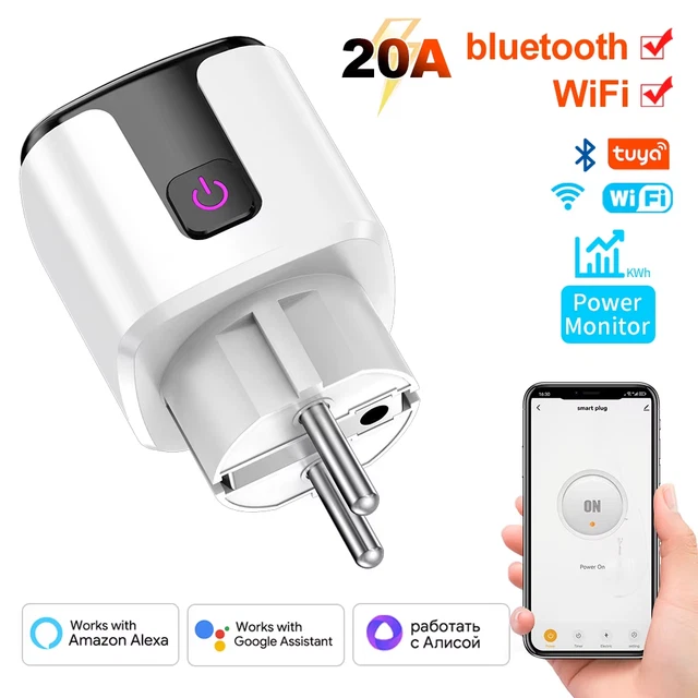TUYA WIFI & Bluetooth Smart Socket 20A EU Plug with Power Monitoring ...
