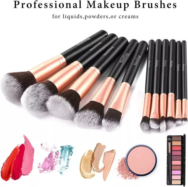 AMMIY Pennelli Make Up Oro Rosa 14 pezzi, set di pennelli trucco