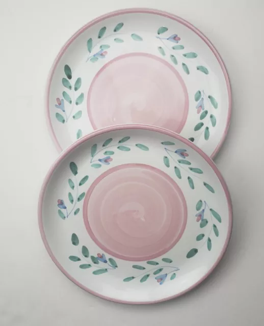 Caleca Pink Garland  Dinner Plates  Hand Painted