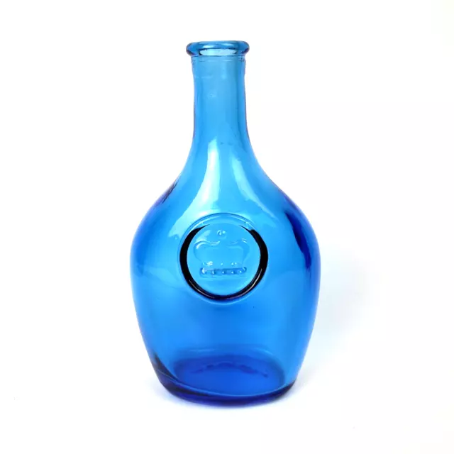 Vtg Wheaton NJ Cobalt Blue Glass Crown Decorative Narrow Neck Wide Bottle 5.5"