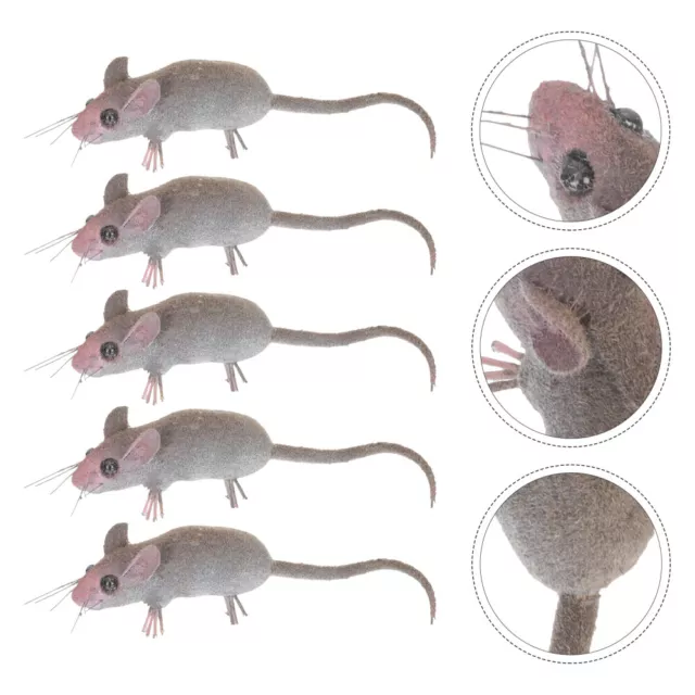 5 Pcs Mouse Ornaments Clay Child Small Mice Statues Simulation Toy