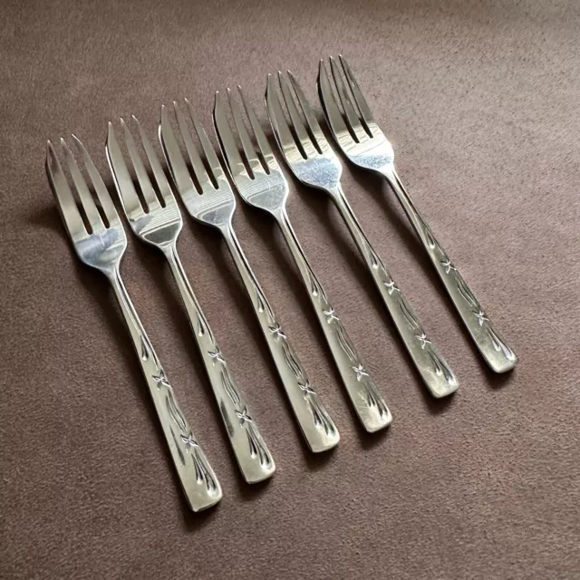 Set Of 6 Vintage Rodd Stardust Epns Silver Plate Cutlery Cake Forks