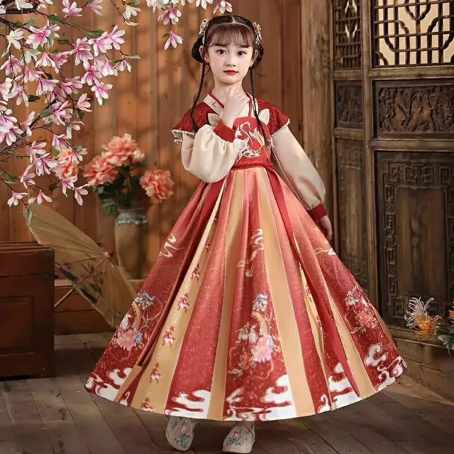 Bambini Ragazza Hanfu Abito Cinese Tradizionale Ricamato Ttang Abito Principessa