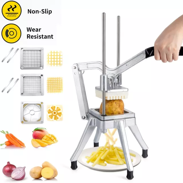 Commercial Vegetable Chopper with 4 Blades Stainless Steel Home French Fry Dicer