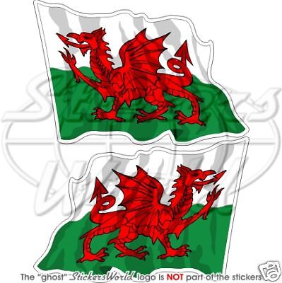 Galles Gallese Cymru Bandiera VOLANTE UK 120 mm (4,7") Vinile Adesivi Decalcomanie x2