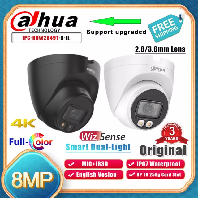 Dahua 4K 8MP Full Color+IR WizSense IP Camera PoE  IPC-HDW2849T-S-IL Dual Light