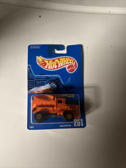 Hot Wheels Mattel Oshkosh Snowplow Collector No. 201 Die Cast Metal NIP Orange