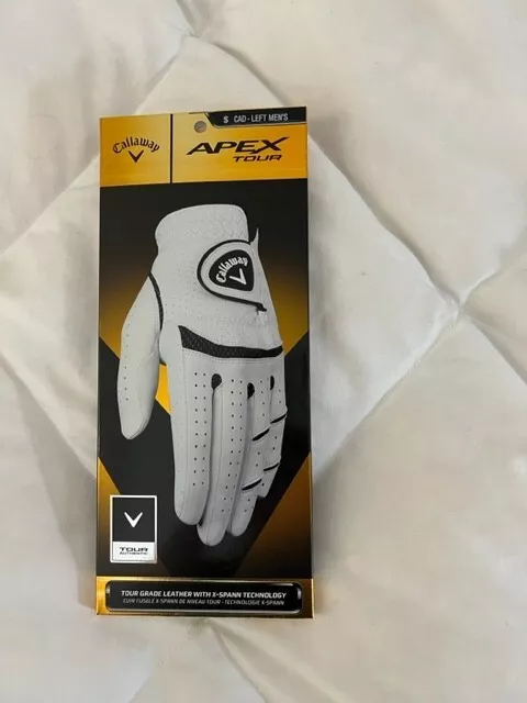 New in Box Callaway Men's Apex Tour Golf Glove Left Hand for Right Handed Golfer