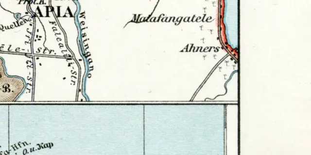 Samoa Inseln historische Landkarte Lithographie ca. 1907 antike Karte Geographie 7
