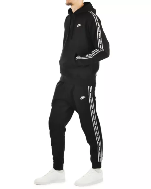 Tuta Intera Completa Full Tracksuit UOMO Nike Club Fleece HD Nero con tasche