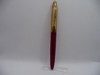Sheaffer Vintage Red Fineline Lever Fill Pen--Goldtone cap-fine nib