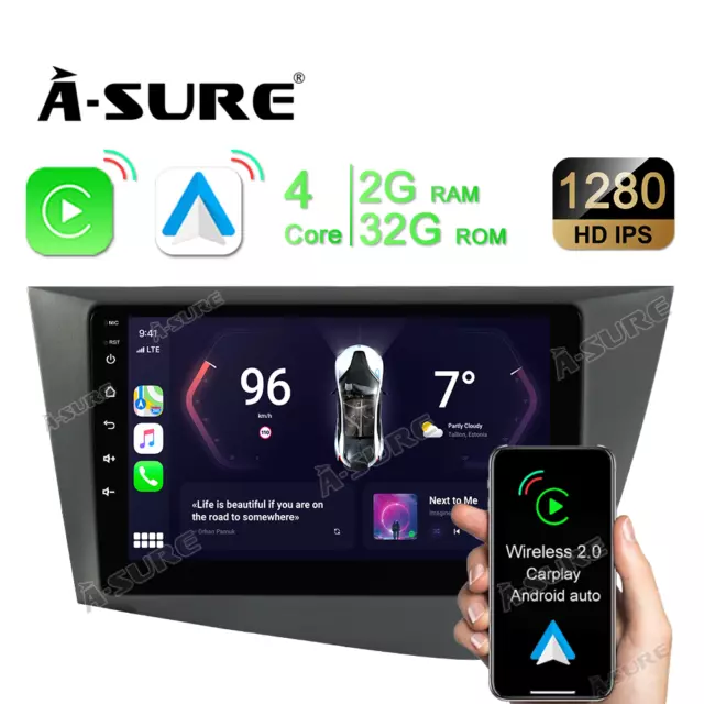 Android 13 Autoradio Wireless CarPlay NAVI GPS Für Seat LEON 1P1 MK2 2005-2012