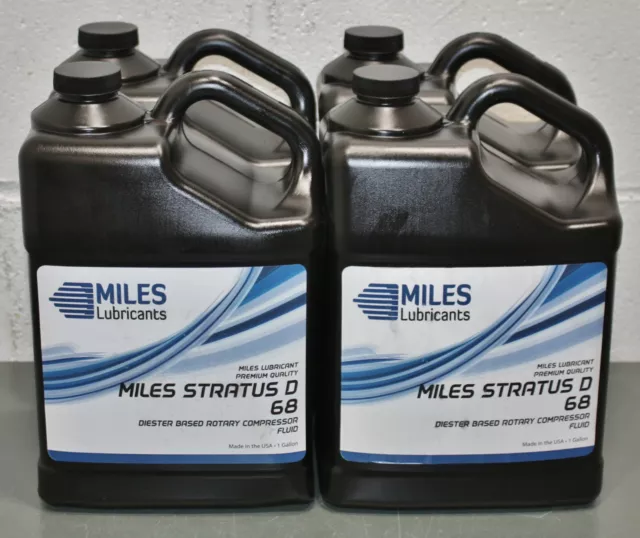 (4) Miles Lubricants Stratus D 68 Rotary Compressor Oil MSF1557005, 1 Gal Bottle