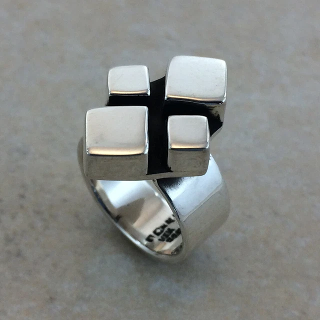 TAXCO .925 STERLING SILVER MOSAIC SQUARE GEOMETRIC RING | Mexican Jewelry