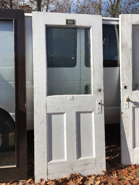HO Antique Two Panel Florentine Textured Glass Entrance Door 35.5 X 83