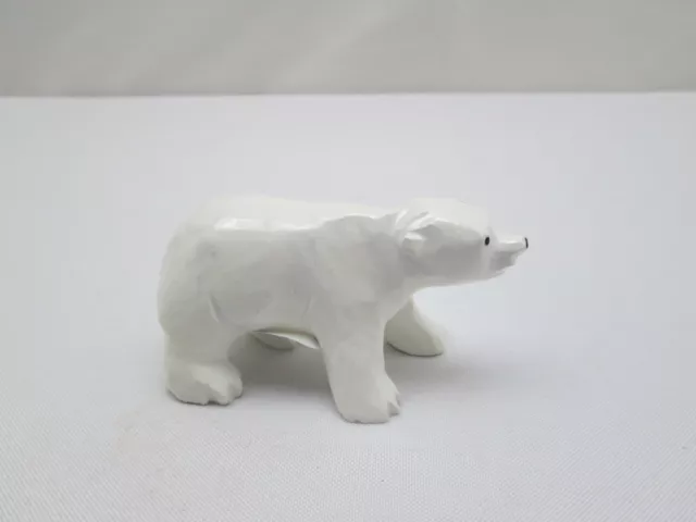 Hand Carved Marble Stone white Polar Bear Figurine Carving New