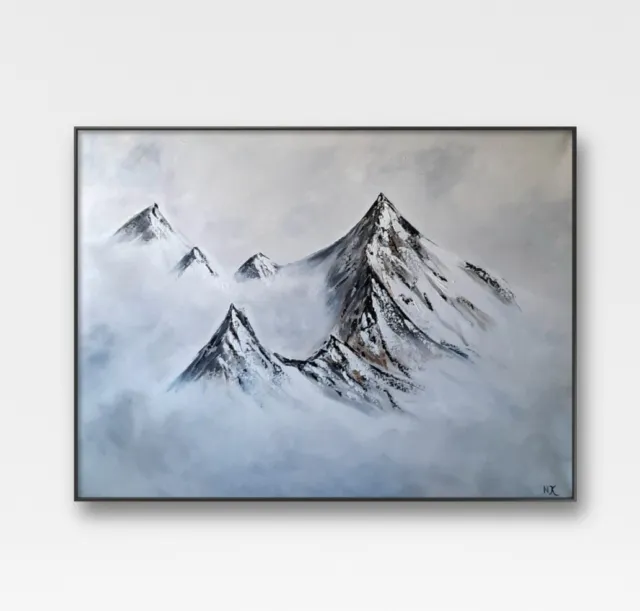 Original Gemälde Leinwand Landschaft Alpen Berge Handgemalt Unikat Wandbild