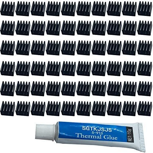 60pcs Mini Heatsink Kit Cooler Heat Sink for Cooling VRM Stepper Driver MOSFE...