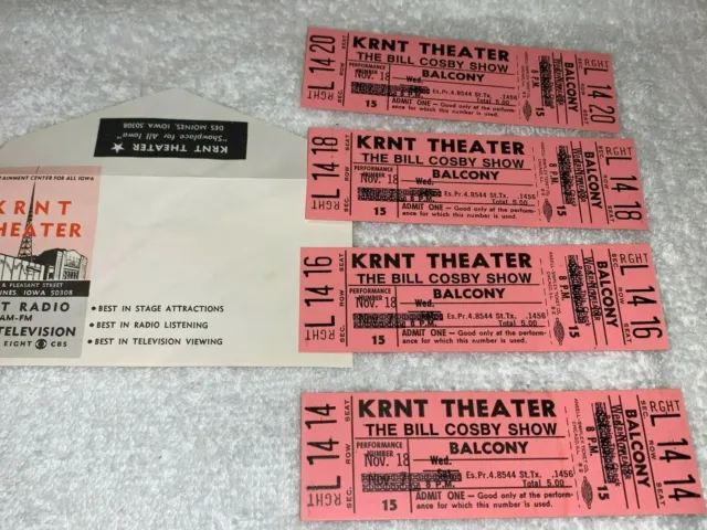 The Bill Cosby Show 1970 Unused Theater Tickets Will Call Envelope Krnt Theater