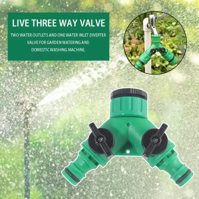 2 Way Double Outside Garden Water Hose Pipe Tap Splitter Adaptor Connector A2S5