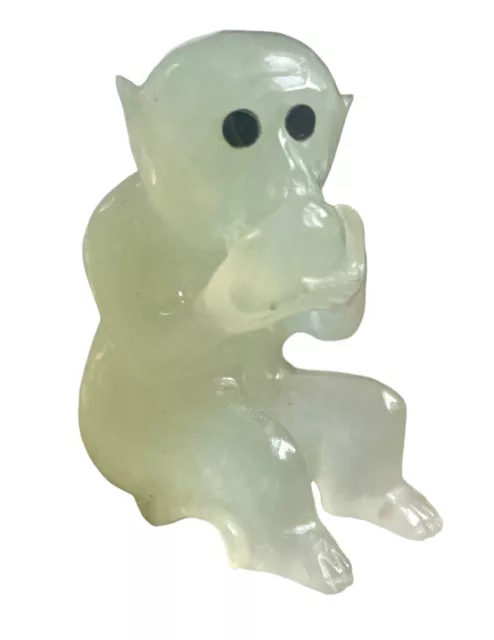Chinese Pale Green Jade Monkey Holding The Peach Of Longevity