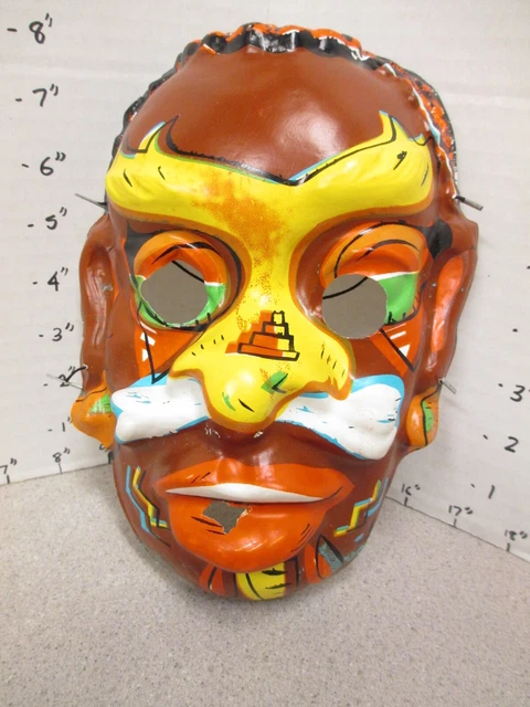 Halloween mask 1960s black African native bone in nose politically incorrect