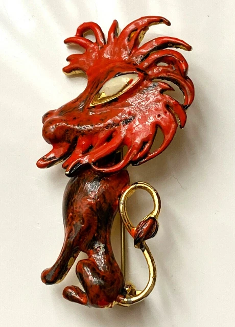 Broche Africa Création Rosae Christie (1985) - Métal Peint, Signée, Très Bon état
