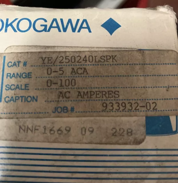 Yokogawa Panel Meter - YE/250240LSPK Scale: 0-100 AC AMPERES