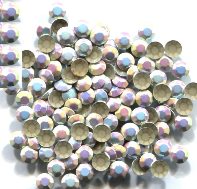 720 RHINESTUDS Faceted Metal 5mm AB SILVER  Hot Fix 5 gross