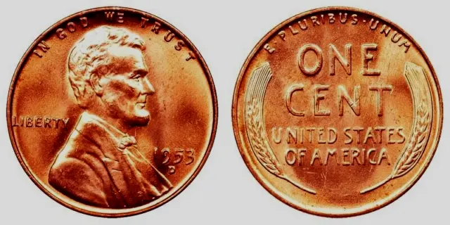 1953 D Red  GEM Brilliant Uncirculated  Lincoln Wheat Cent Penny