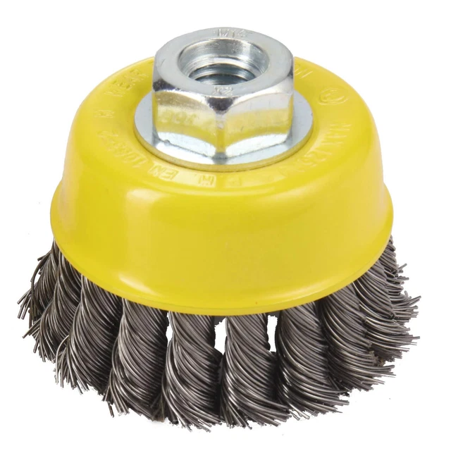 Wire Cup Brush-Knotted Cup Brush for Grinders,5/8inch-11NC,0.020inch-by-3inch