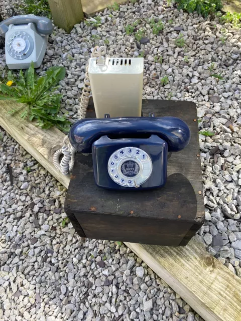 Vintage Telefon GPO 1977 Silber Jubiläum Telefon Balmoralblau mit Arbeitsglocken 3