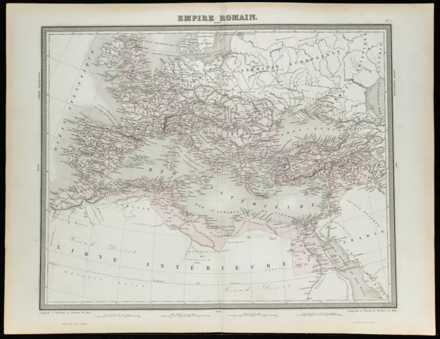 1855 - Empire Romain complet - Carte géographique ancienne - Tardieu - Gravure