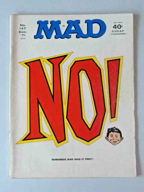 Vintage MAD Magazine No. 147 December 1971 Mad "No!" Cover 8798