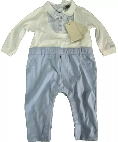 Abito Neonato Bambino Tuta Completo Intera Armani Baby Azzurra 9 Mesi 66 Cm