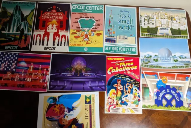 Disney Posters (11 total) Lot #15 Epcot Center Spaceship Earth Its A Small World