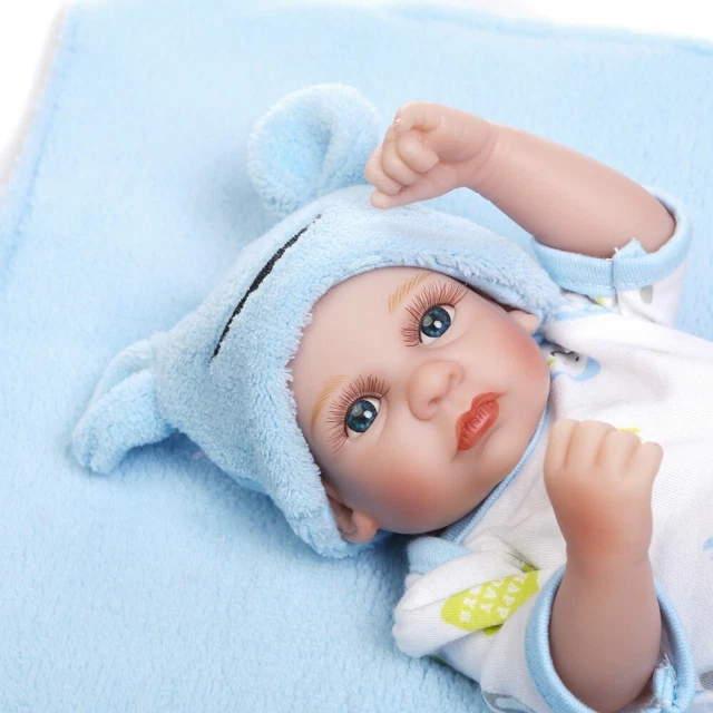 26cm Mini Reborn Doll Full Silicone Vinyl Body Cute Boy Doll Waterproof Bath Toy 3