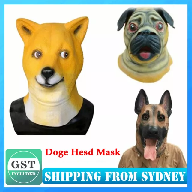 Dog Latex Head Mask Creepy Animal Halloween Costume Theater Creepy Party Toys AU