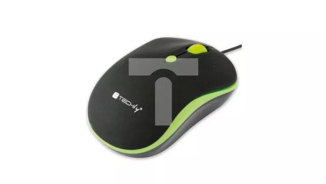 Ratón óptico 800/1200/1600 dpi USB negro y verde /T2DE