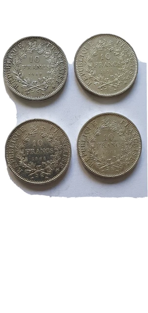 Lot De 4 Pieces De 10 Francs Hercule En Argent