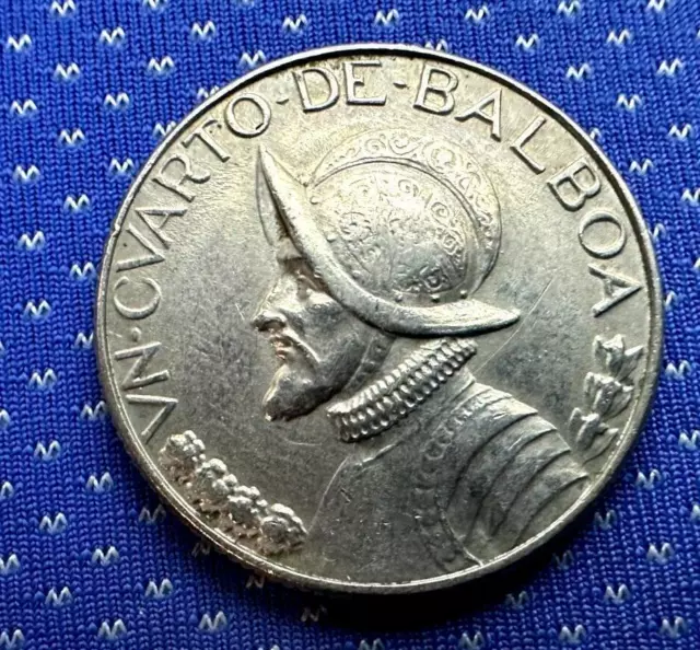 1980 Panama 1/4 Balboa Coin UNC  Vasco Nunez de Balboa   #M430