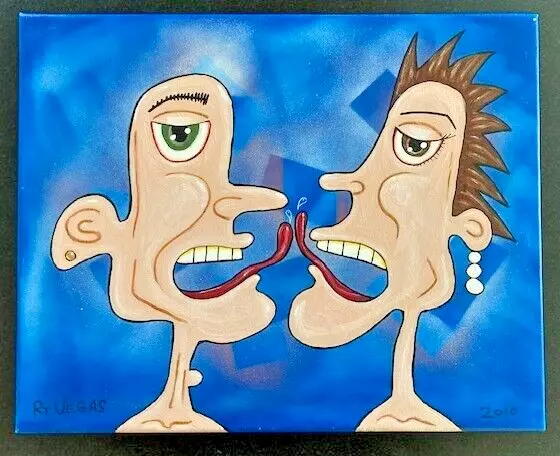 original art painting RT VEGAS 2010 outsider street canvas lowbrow graffiti pop